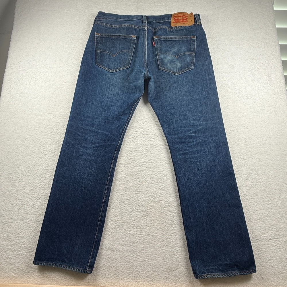 Levi's 501 Original Fit Jeans Mens 36x30 Blue Denim Cotton Mid Rise Straight Leg - Picture 3 of 10